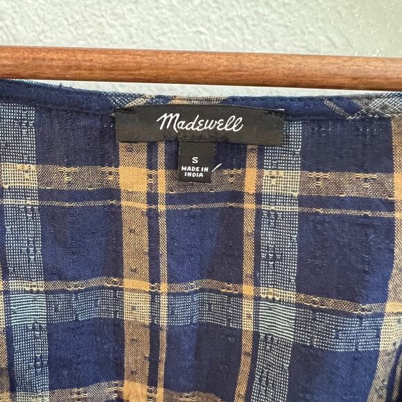 Madewell Navy and Brown Plaid Blouse - Picture 10 of 16